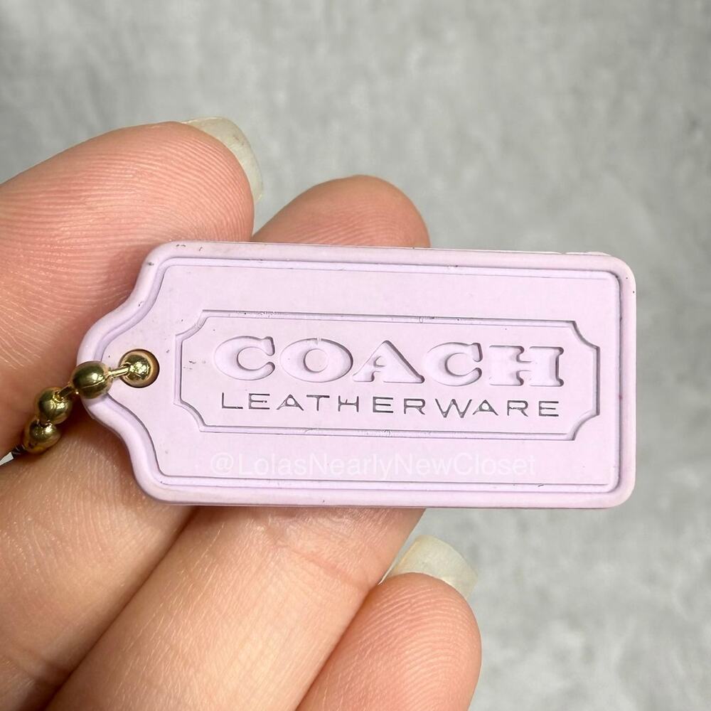 1" COACH Purple Leatherware Silicone Rubber Fob Bag Charm Hang tag Hangtag